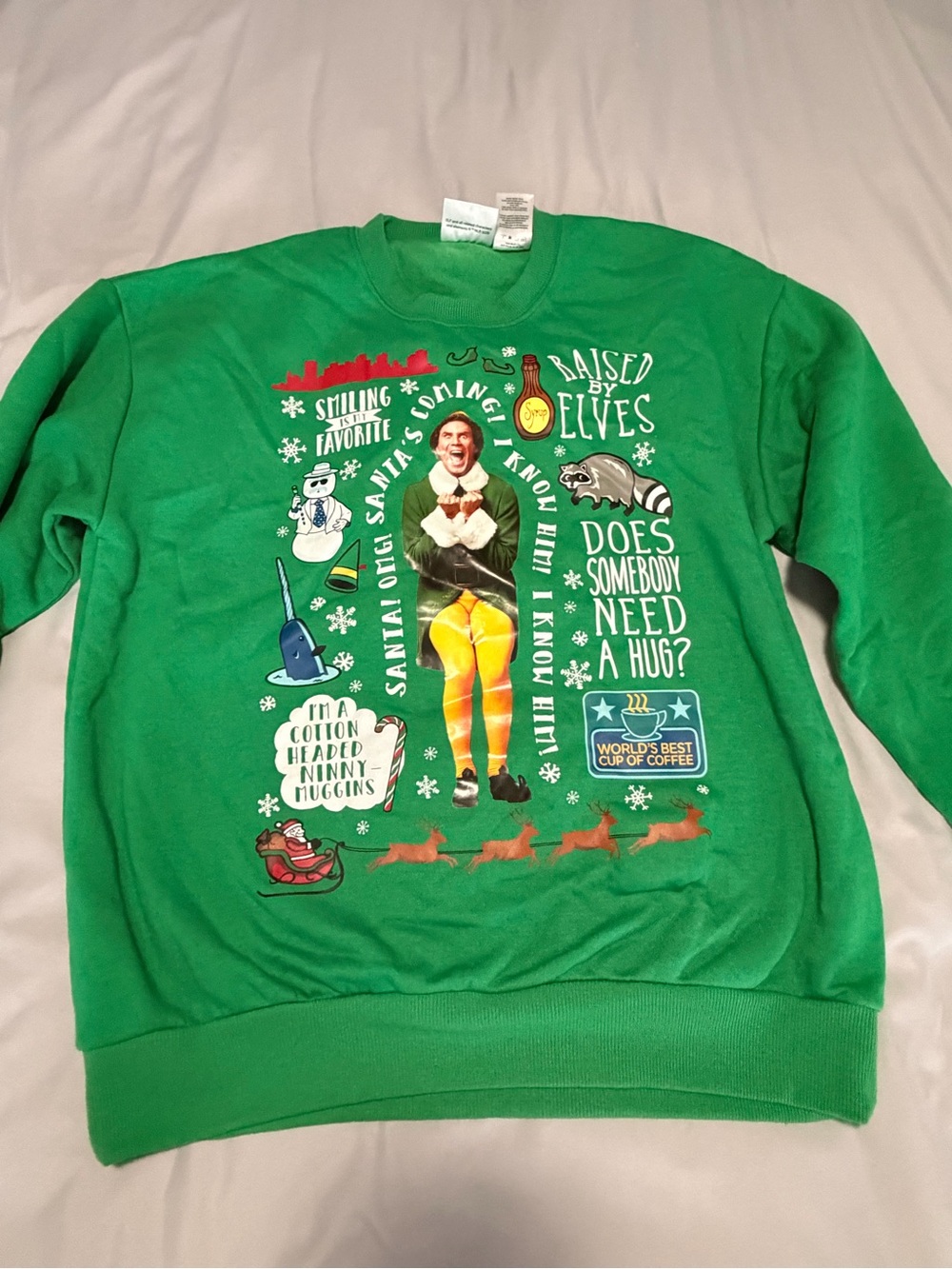 Elf-Themed Green Ugly, Light-Up Christmas Crewneck Sweater - Festive Crewnevk